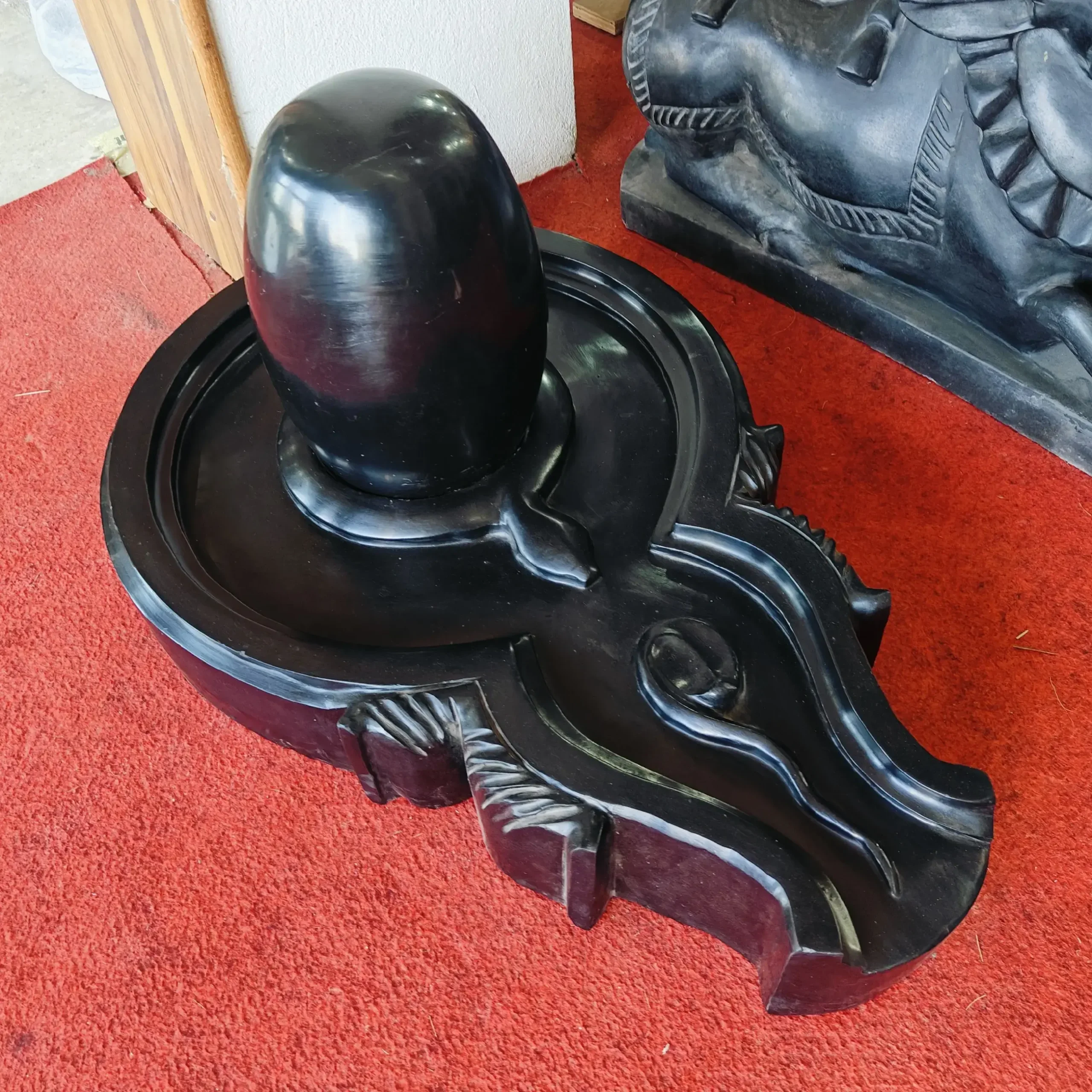 Premium 15 Inch Original Black Narmadeshwar Shivling with 30 Inch Designer Jaladhari | Handcrafted Natural Stone Temple Shivling