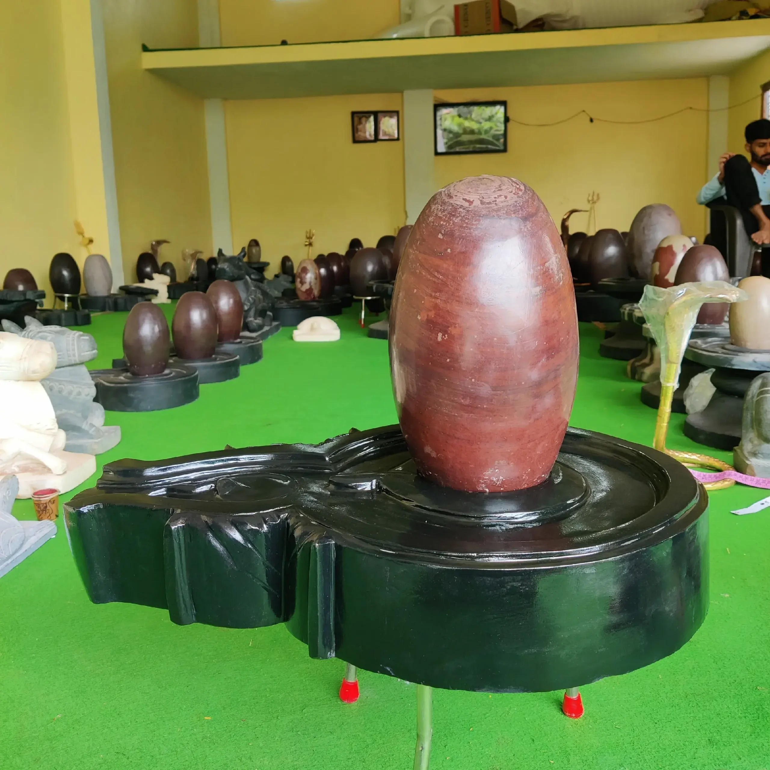 Premium 1 Feet Original Narmadeshwar Shivling with 2 Feet Designer Jaladhari | Handcrafted Natural Stone Temple Shivling
