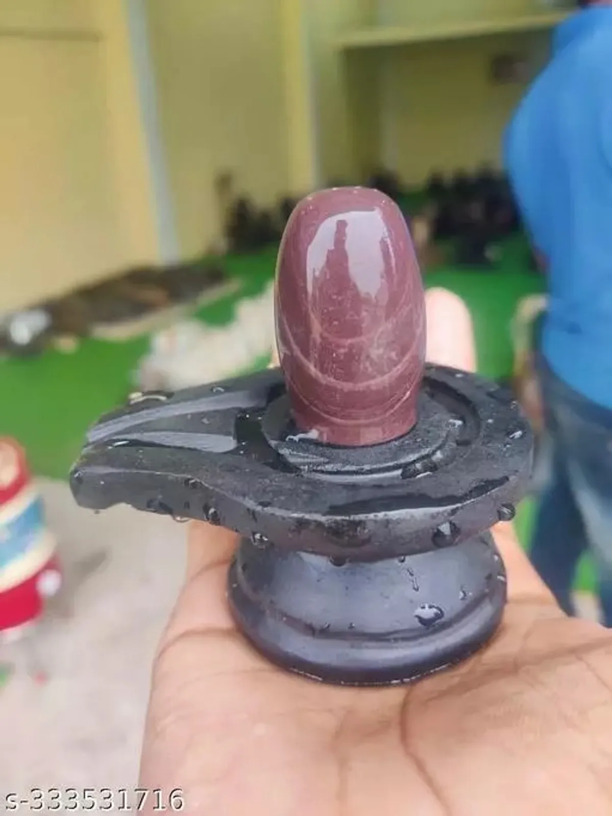 Dark Red Narmadeshwar Shivling with Black Stone Jaladhari