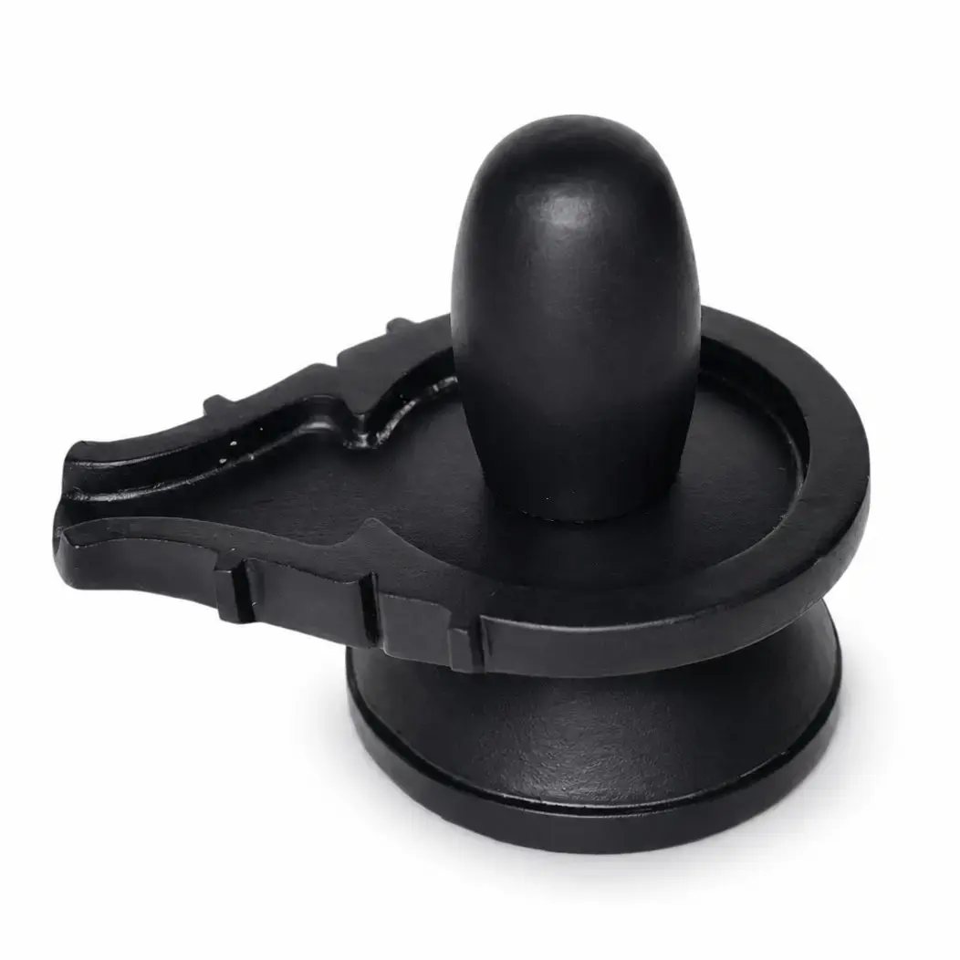 Premium 4 Inch Original Black Narmadeshwar Shivling with 8 Inch Designer Jaladhari | Handcrafted Natural Stone Shivling for Home Temple