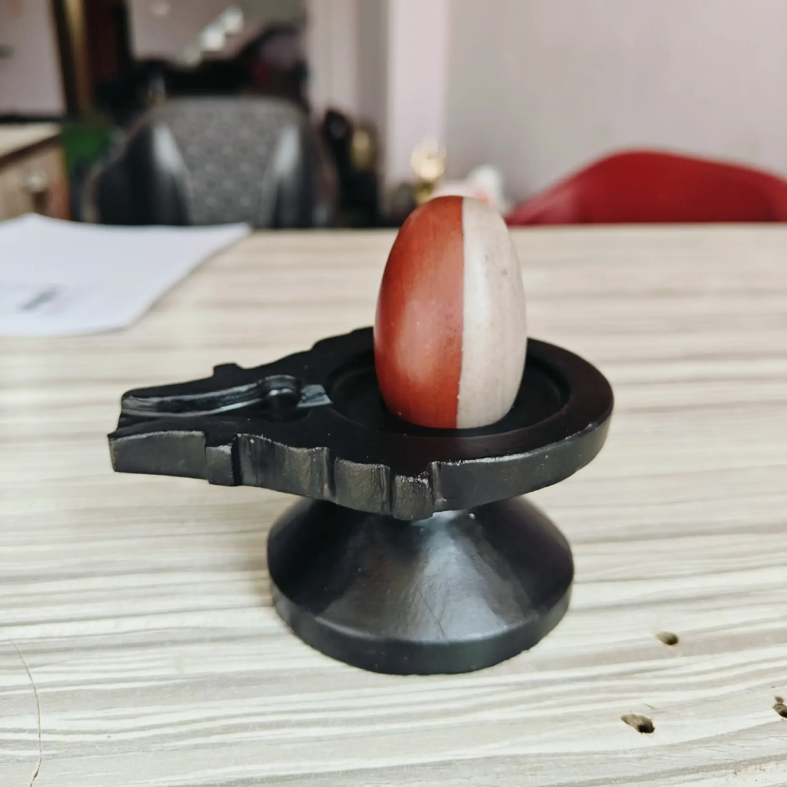 Premium 2 Inch Original Narmadeshwar Shivling with 4 Inch Jaladhari | Handcrafted Natural Stone Shivling for Home Temple