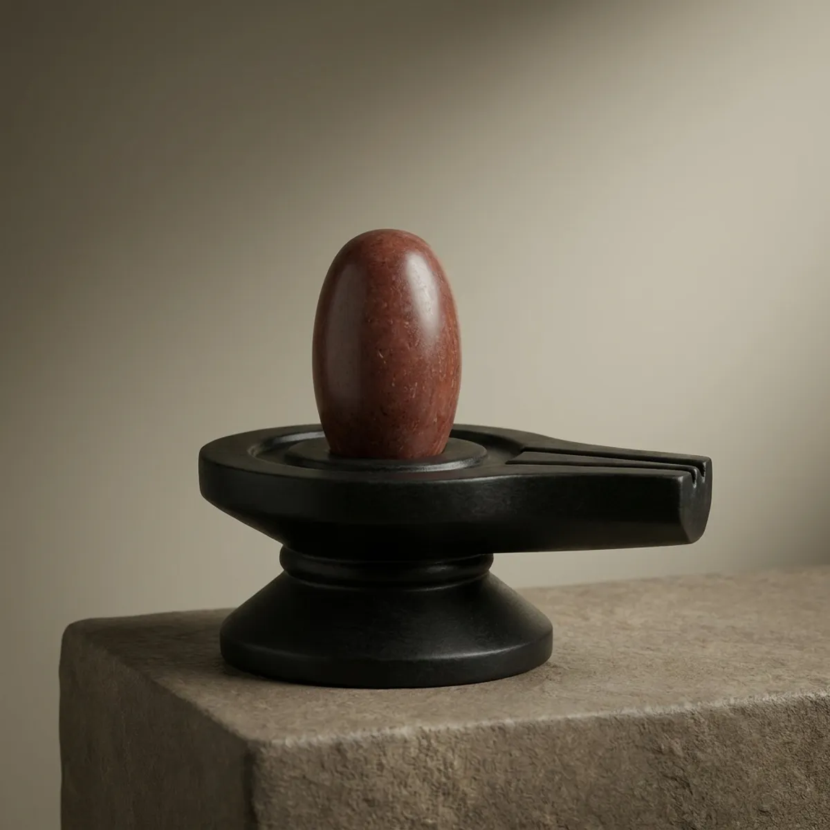 Red Narmadeshwar Shivling with Black Stone Jaladhari
