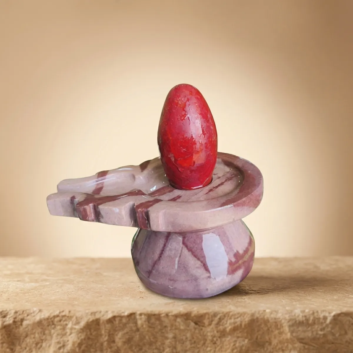 Original Red Swayambhu Narmadeshwar Shivling with Natural Stone Jaladhari | Handcrafted Sacred Shivling for Home Temple