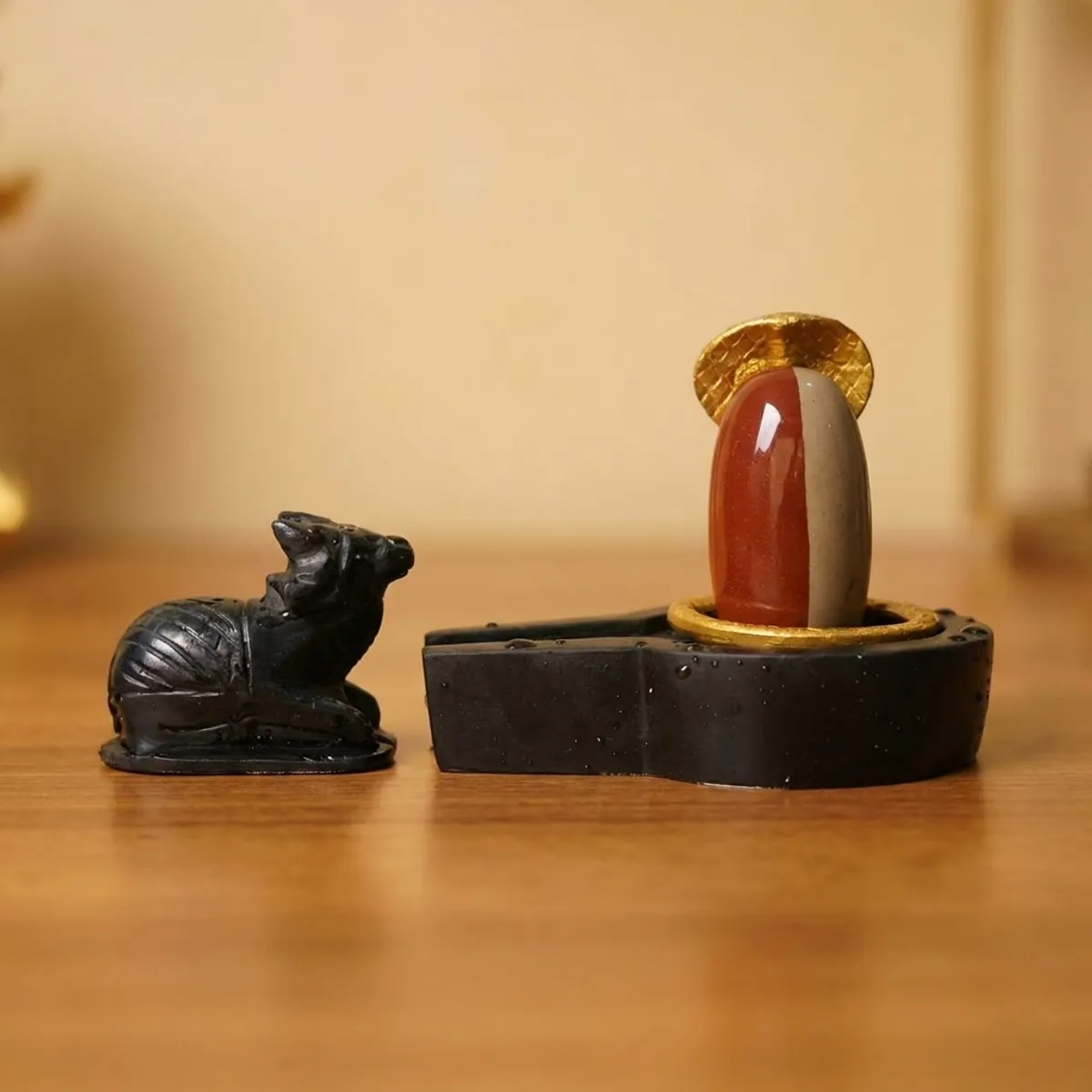 Original Ardhanarishwar Narmadeshwar Shivling Puja Set with Brass Naag, Nandi & Black Stone Jaladhari | Handcrafted Shiva Shakti Worship Set